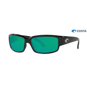Costa Caballito Sunglasses Shiny Black frame Green lens