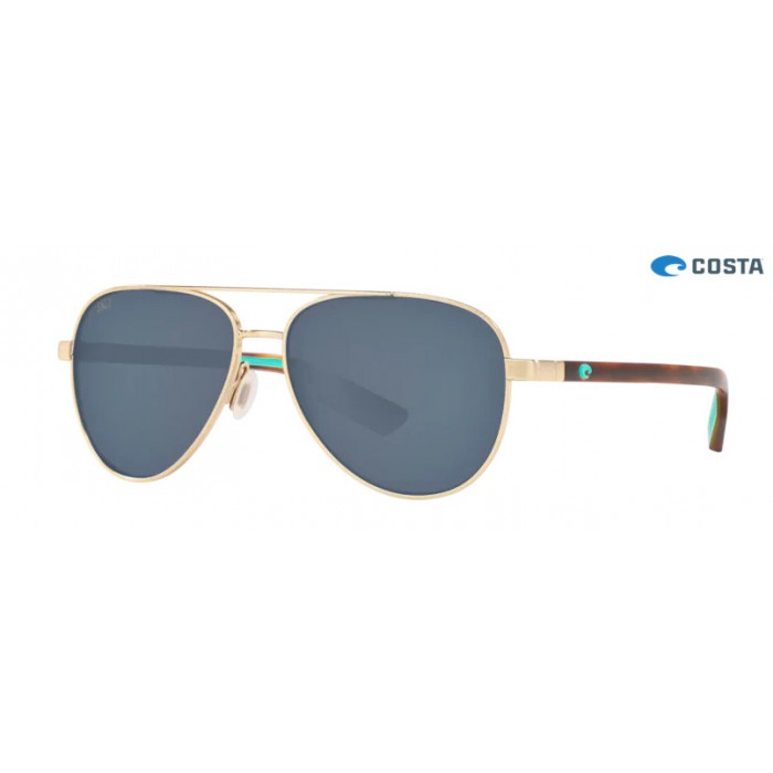 Costa Peli Sunglasses Brushed Gold frame Gray lens
