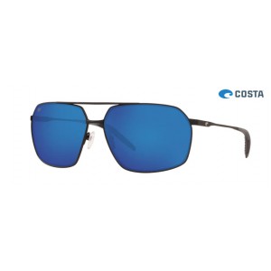Costa Pilothouse Sunglasses Matte Black frame Blue lens