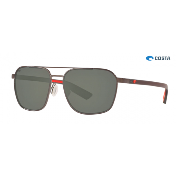 Costa Wader Sunglasses Shiny Dark Gunmetal frame Gray lens