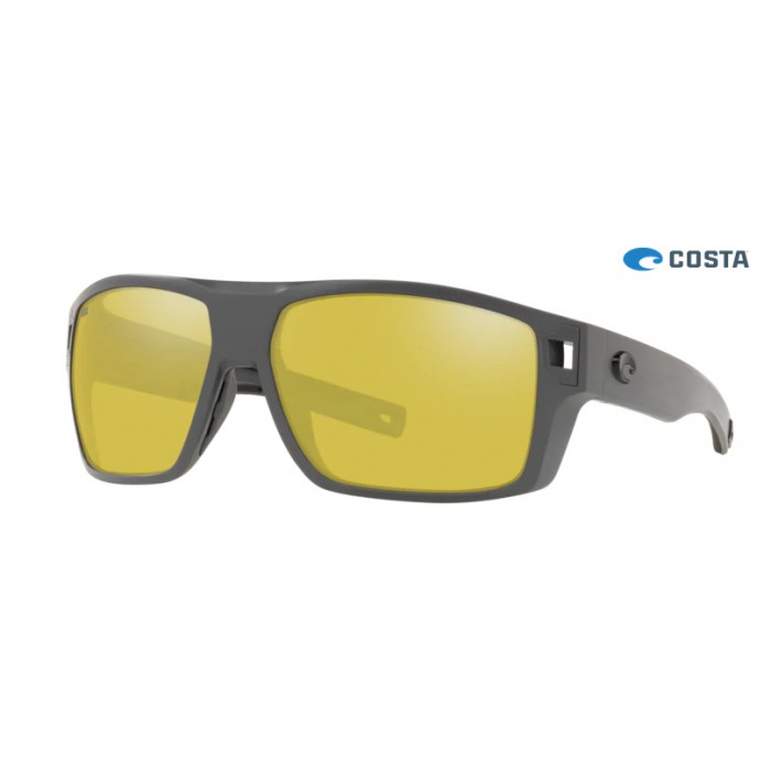 Costa Diego Sunglasses Matte Gray frame Sunrise Silver lens