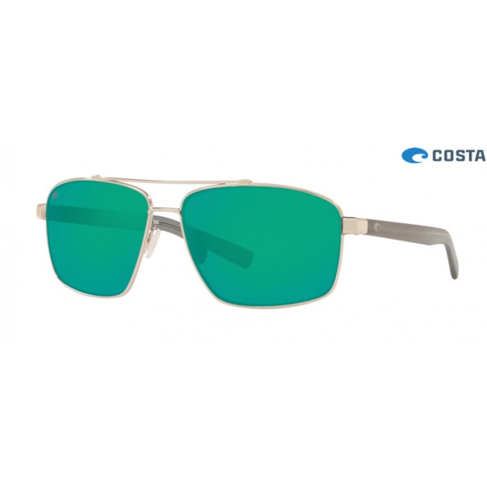 Costa Flagler Sunglasses Silver frame Green lens