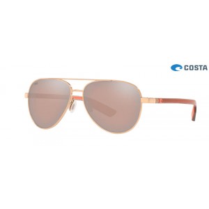 Costa Peli Sunglasses Shiny Rose Gold frame Copper Silver lens