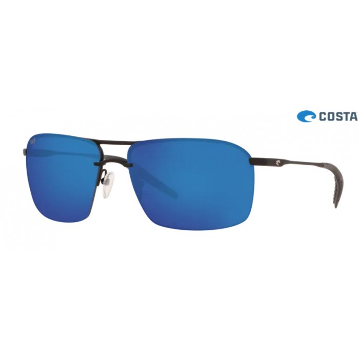 Costa Skimmer Sunglasses Matte Black frame Blue lens