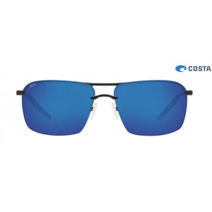 Costa Skimmer Sunglasses Matte Black frame Blue lens