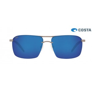 Costa Skimmer Sunglasses Matte Silver frame Blue lens