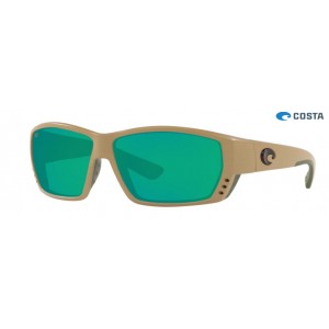 Costa Tuna Alley Sunglasses Matte Sand frame Green lens