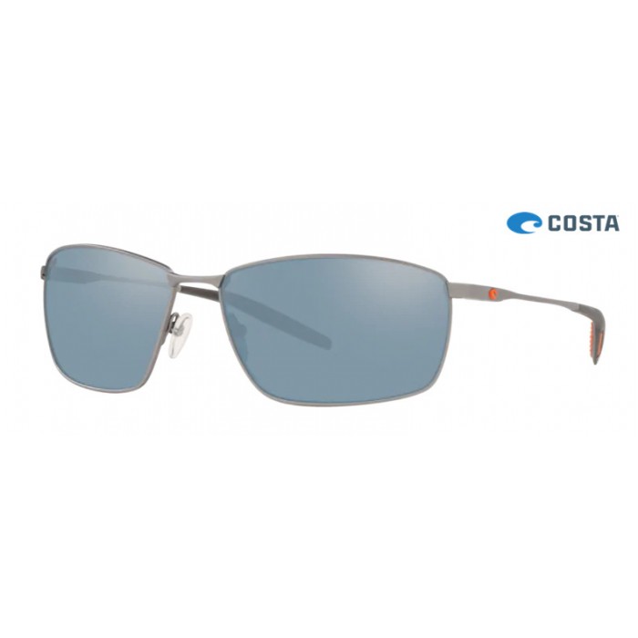 Costa Turret Sunglasses Matte Silver frame Gray Silver lens