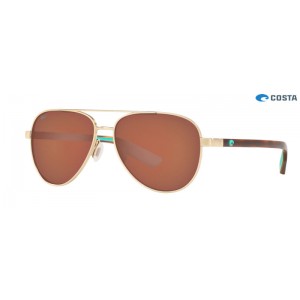 Costa Peli Sunglasses Brushed Gold frame Copper lens