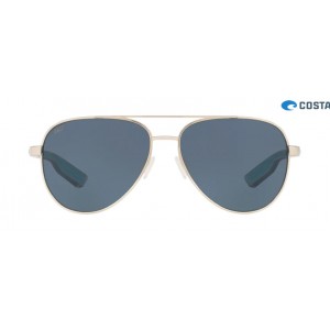 Costa Peli Sunglasses Shiny Silver frame Gray lens