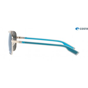 Costa Peli Sunglasses Shiny Silver frame Gray lens