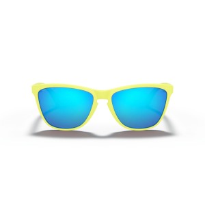Oakley Frogskins Frogskins 35Th Anniversary Low Bridge Fit Sunglasses Matte Neon Yellow Frame Prizm Sapphire Lens