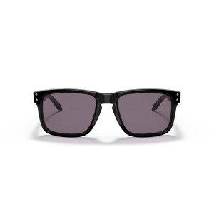 Oakley Holbrook Low Bridge Fit Sunglasses Polished Black Gold Frame Prizm Grey Lens