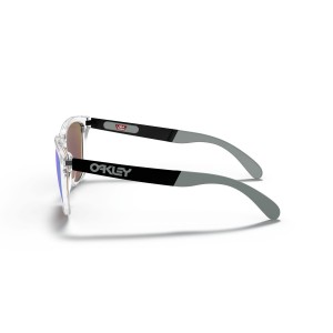 Oakley Frogskins Mix Low Bridge Fit Sunglasses Polished Clear Frame Prizm Sapphire Polarized Lens