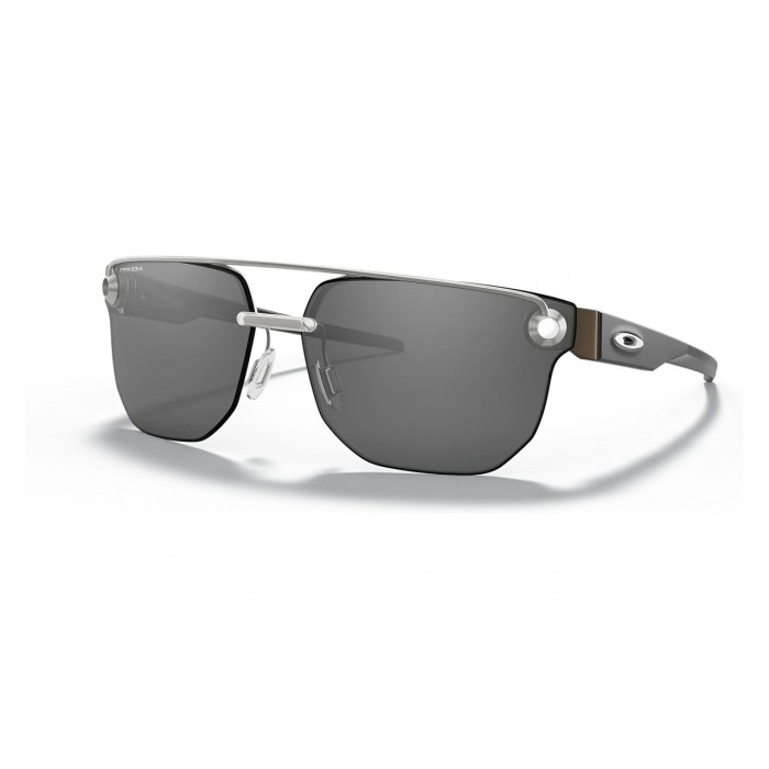 Oakley Chrystl Sunglasses Satin Chrome Frame Prizm Black Lens