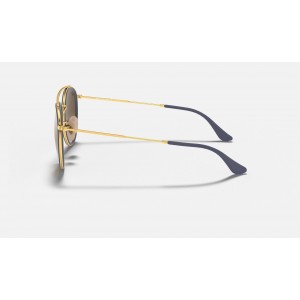 Ray Ban Round Double Bridge RB3647 Sunglasses Gradient Flash + Gold Frame Copper Gradient Flash Lens