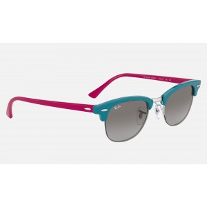 Ray Ban Clubmaster RB4354 Sunglasses Gradient + Light Blue Frame Grey Gradient Lens