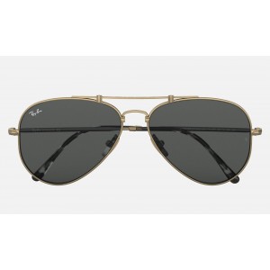 Ray Ban Aviator Titanium RB8125 Sunglasses Gray Classic Antique Gold
