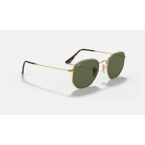 Ray Ban Hexagonal Flat Lenses RB3548 Sunglasses Classic G-15 + Gold Frame Green Classic G-15 Lens