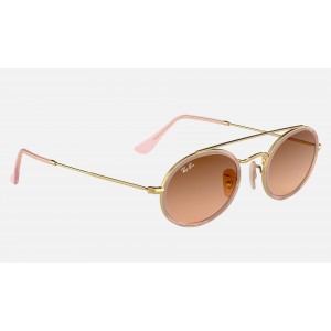 Ray Ban Oval Double Bridge RB3847 Sunglasses Pink Gradient Gold