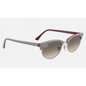 Ray Ban Clubmaster Oval RB3946 Sunglasses Gradient + Wrinkled Light Grey Frame Light Grey Gradient Lens