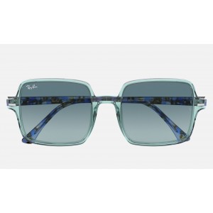 Ray Ban Square Ii RB1973 Sunglasses Blue Gradient Transparent Green