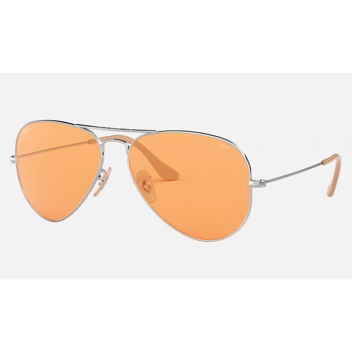 Ray Ban Aviator Washed Evolve RB3025 Sunglasses Orange Photochromic Evolve Silver