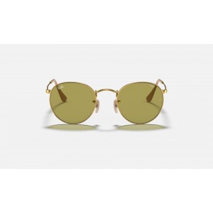 Ray Ban Round Washed Evolve RB3447 Sunglasses Photochromic Evolve + Gold Frame Green Photochromic Evolve Lens