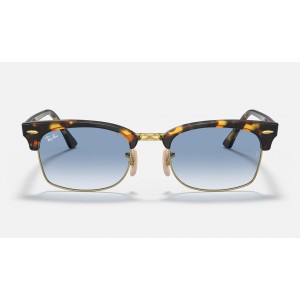 Ray Ban Clubmaster Square RB3916 Sunglasses Gradient + Yellow Havana Frame Light Blue Gradient Lens