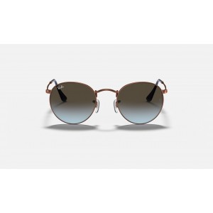 Ray Ban Round Metal RB3447 Sunglasses Gradient + Bronze-Copper Frame Blue/Brown Gradient Lens