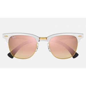 Ray Ban Clubmaster Aluminum Flash Lenses Gradient RB3507 Sunglasses Gradient Flash + Silver Frame Rose Gold Lens