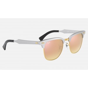 Ray Ban Clubmaster Aluminum Flash Lenses Gradient RB3507 Sunglasses Gradient Flash + Silver Frame Rose Gold Lens