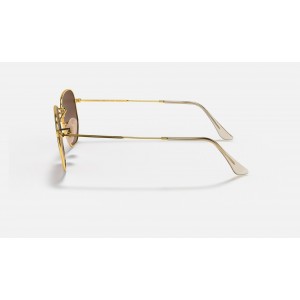 Ray Ban Round Hexagonal Flat Lenses RB3548 Sunglasses Gradient + Gold Frame Brown Gradient Lens