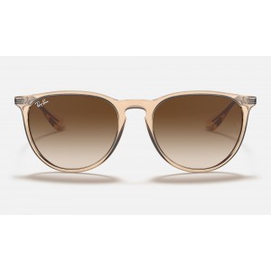 Ray Ban Erika Color Mix Low Bridge Fit RB4171 Sunglasses Gradient + Shiny Transparent Brown Frame Brown Gradient Lens