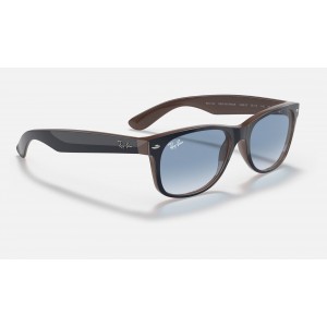 Ray Ban New Wayfarer Color Mix RB2132 Sunglasses Gradient + Dark Blue Frame Light Blue Gradient Lens