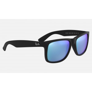 Ray Ban Justin Color Mix Low Bridge Fit RB4165 Sunglasses Mirror + Black Frame Blue Mirror Lens