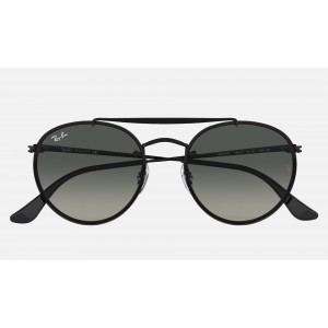 Ray Ban Round Blaze Round Double Bridge RB3614 Sunglasses Gradient + Black Frame Grey Gradient Lens