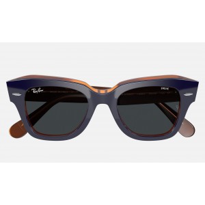 Ray Ban State Street Orange Fluo RB2186 Sunglasses Photocromic Blue On Orange Fluo