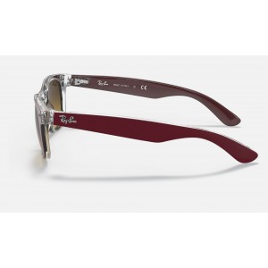 Ray Ban New Wayfarer Color Mix RB2132 Sunglasses Gradient + Bordeaux Frame Brown Gradient Lens