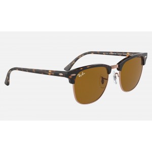 Ray Ban Clubmaster Classic RB3016 Sunglasses Classic B-15 + Shiny Havana Frame Brown Classic B-15 Lens