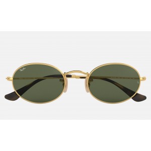 Ray Ban Round Oval Flat Lenses RB3547 Sunglasses Classic G-15 + Gold Frame Green Classic G-15 Lens