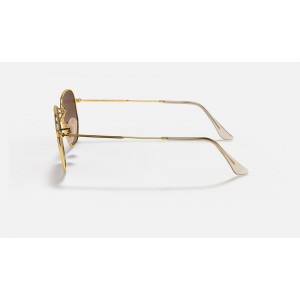 Ray Ban Hexagonal Flat Lenses RB3548 Sunglasses Gradient + Gold Frame Brown Gradient Lens
