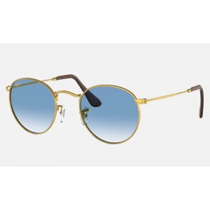 Ray Ban Round Metal Collection RB3447 Sunglasses Light Blue Gradient Gold
