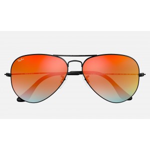Ray Ban Aviator Flash Lenses Gradient RB3025 Sunglasses Orange Gradient Flash Black
