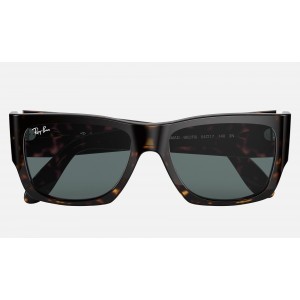 Ray Ban Nomad RB2187 Sunglasses Classic + Shiny Havana Frame Dark Blue Classic Lens