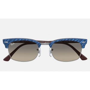 Ray Ban Clubmaster Square RB3916 Sunglasses Gradient + Wrinkled Blue Frame Light Grey Gradient Lens