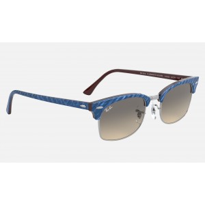Ray Ban Clubmaster Square RB3916 Sunglasses Gradient + Wrinkled Blue Frame Light Grey Gradient Lens