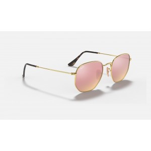 Ray Ban Hexagonal Flat Lenses RB3548 Sunglasses Gradient Flash + Gold Frame Copper Flash Lens