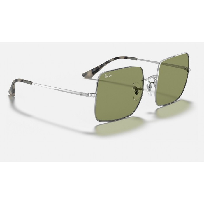 Ray Ban Square Classic RB1971 Sunglasses Light Green Classic Silver