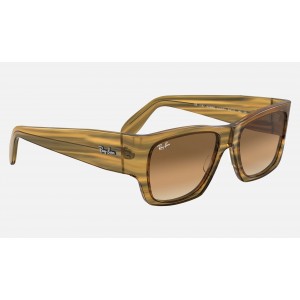 Ray Ban Nomad RB2185 Sunglasses Light Brown Gradient Striped Yellow